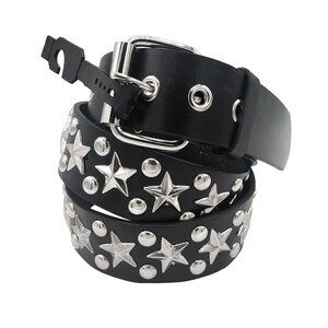 New Silver Color Star Shape Metal Studs Studded Belt Punk Size Extra Large